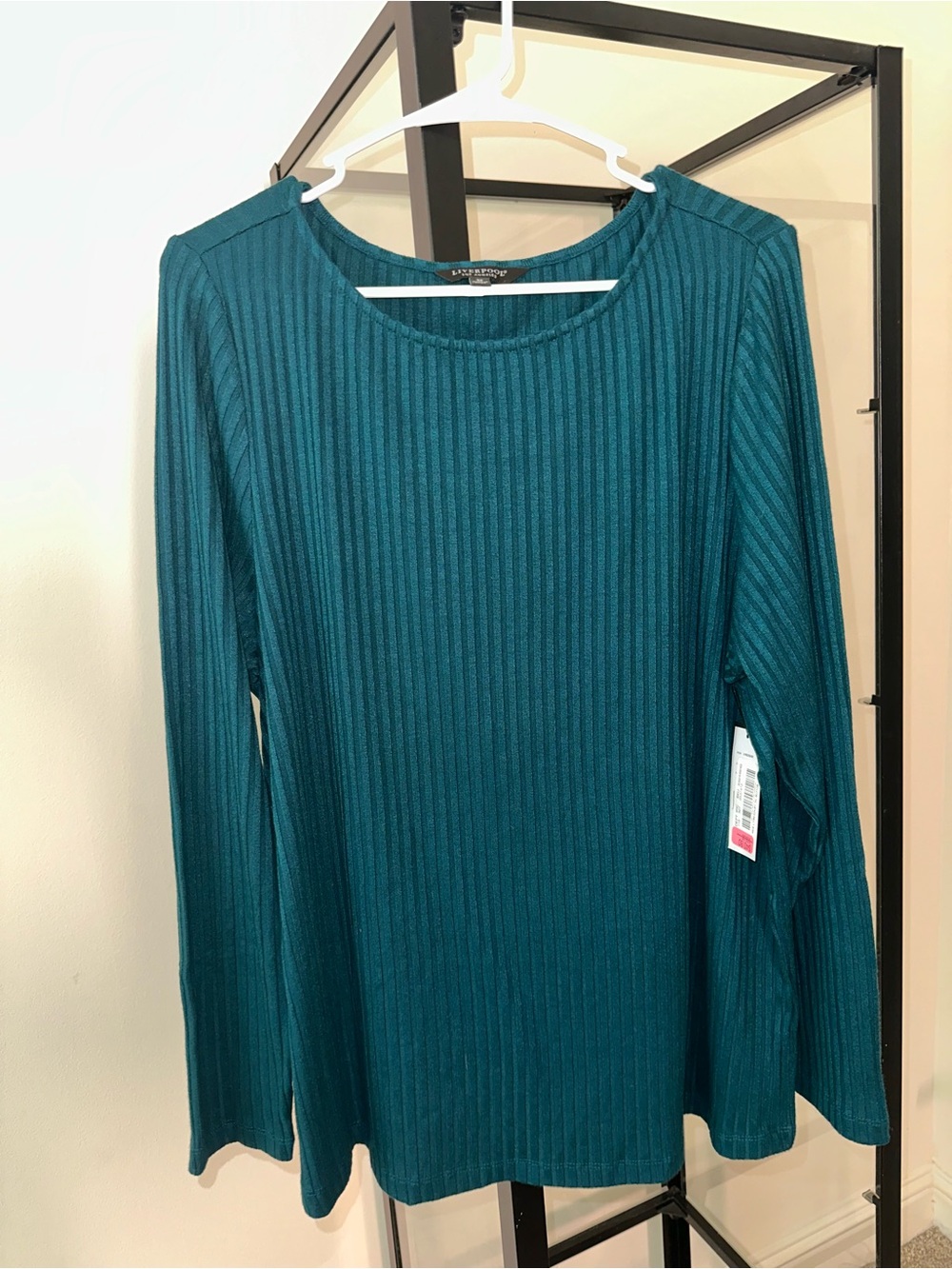 Liverpool Teal Ribbed Long-Sleeve Top Sz 3X